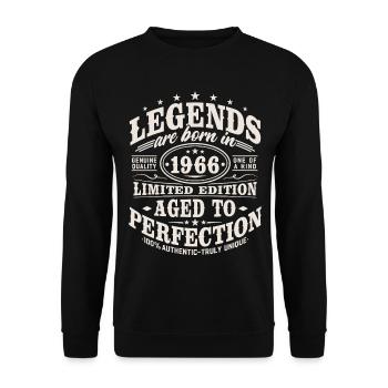 1966 Jahrgang Vintage Geburtstag Geschenk Retro - Unisex Pullover - Schwarz - Vorne - Alina (178cm) & Michal (187cm)