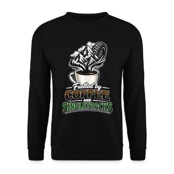 Fuelled by Coffee & Singletracks MTB Coffee Mug - Unisex Sweatshirt - black - Front - Alina (178cm) & Michal (187cm)