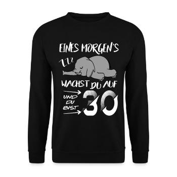 30 Jahre Elefant wacht auf ZZZ Schlafen Geburtstag - Unisex Pullover - Schwarz - Vorne - Alina (178cm) & Michal (187cm)