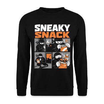 Sneaky Snack – Ninja auf geheimer Snack-Mission - Unisex Pullover - Schwarz - Vorne - Alina (178cm) & Michal (187cm)