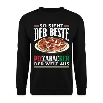 Der Beste Pizzabäcker Der Welt - Unisex Pullover - Schwarz - Vorne - Alina (178cm) & Michal (187cm)