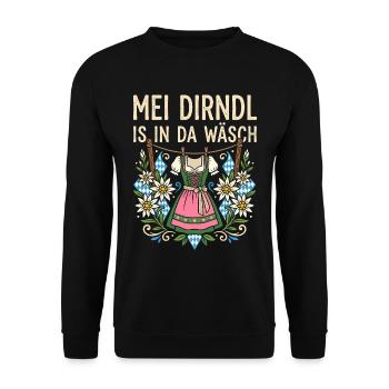 Mei Dirndl is in da Wäsch Ersatz Dirndl Tee Damen - Unisex Pullover - Schwarz - Vorne - Alina (178cm) & Michal (187cm)