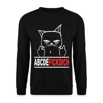Fuck you Fick dich T Shirt Sprüche Lustige Tiere - Unisex Pullover - Schwarz - Vorne - Alina (178cm) & Michal (187cm)