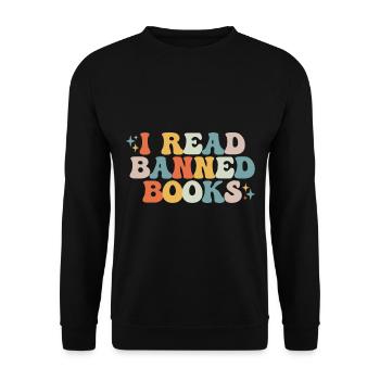 Ich habe verbotene Bücher gelesen - Unisex Pullover - Schwarz - Vorne - Alina (178cm) & Michal (187cm)