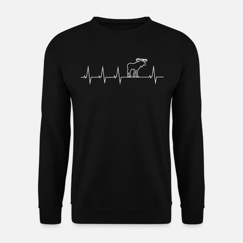 I love moose - Heartbeat - Unisex Pullover - Schwarz