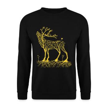 Forest deer in yellow - Unisex Sweatshirt - black - Front - Alina (178cm) & Michal (187cm)
