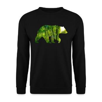 Bär Waldfreund Geschenkidee - Unisex Pullover - Schwarz - Vorne - Alina (178cm) & Michal (187cm)
