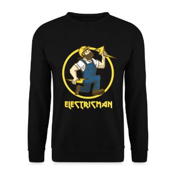 Elektriker Superheld Strom Blitz Geschenk Beruf - Unisex Pullover - Schwarz - Vorne - Alina (178cm) & Michal (187cm)