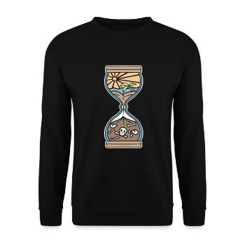 Leben Sinn Zeit Jahre Sanduhr Himmel Hölle Tattoo - Unisex Pullover - Schwarz - Vorne - Alina (178cm) & Michal (187cm)