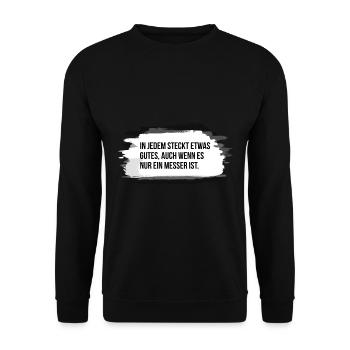 Spruch fies gemein schlechte Laune Geschenk Messer - Unisex Pullover - Schwarz - Vorne - Alina (178cm) & Michal (187cm)