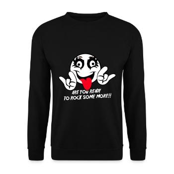 Rocker Hard Rock E-Gitarre Konzert Geschenk - Unisex Pullover - Schwarz - Vorne - Alina (178cm) & Michal (187cm)