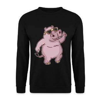 hippopotame - Sweat-shirt Unisexe - noir - Devant - Alina (178cm) & Michal (187cm)