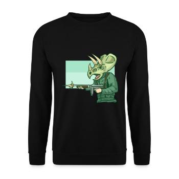 Triceratops soldier - Unisex Sweatshirt - black - Front - Alina (178cm) & Michal (187cm)