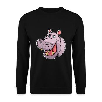 hippopotame - Sweat-shirt Unisexe - noir - Devant - Alina (178cm) & Michal (187cm)