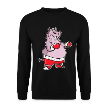 Hippopotame boxe - Sweat-shirt Unisexe - noir - Devant - Alina (178cm) & Michal (187cm)