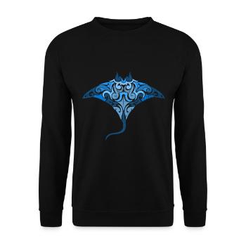 Stingray tatouage Dasyatis Maori tatouage - Sweat-shirt Unisexe - noir - Devant - Alina (178cm) & Michal (187cm)