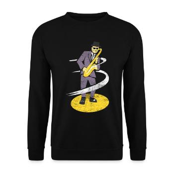 Saxophone instrument de musique classique cadeau de bande - Sweat-shirt Unisexe - noir - Devant - Alina (178cm) & Michal (187cm)