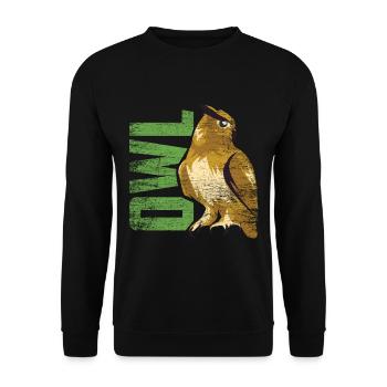 Eule wild Vogel Nacht Wald Geschenk - Unisex Pullover - Schwarz - Vorne - Alina (178cm) & Michal (187cm)