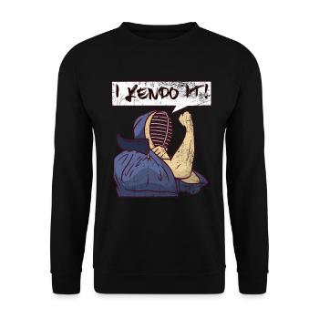 Kendo Japanisch Bambus Kampfsport Geschenk - Unisex Pullover - Schwarz - Vorne - Alina (178cm) & Michal (187cm)