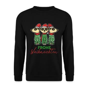Erdmännchen Clan Weihnachten Weihnachtsmann - Unisex Pullover - Schwarz - Vorne - Alina (178cm) & Michal (187cm)