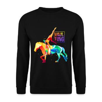 Pferd Voltigieren - Unisex Pullover - Schwarz - Vorne - Alina (178cm) & Michal (187cm)