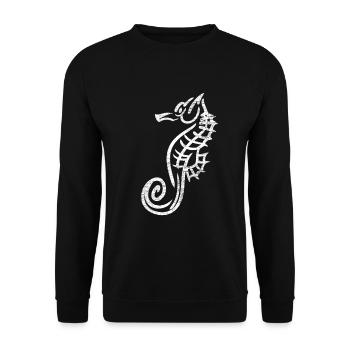 Sea horse fish tattoo - Unisex Sweatshirt - black - Front - Alina (178cm) & Michal (187cm)