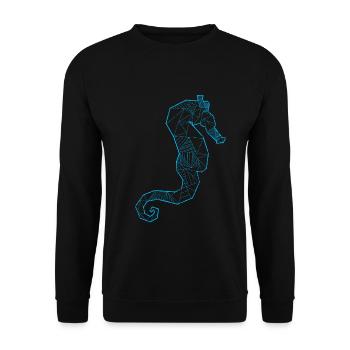 Seepferdchen Ozean Fisch Geschenk - Unisex Pullover - Schwarz - Vorne - Alina (178cm) & Michal (187cm)
