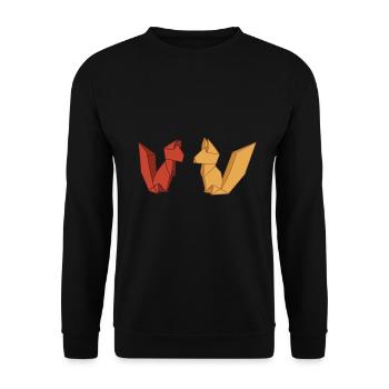Origami fox - Unisex Sweatshirt - black - Front - Alina (178cm) & Michal (187cm)