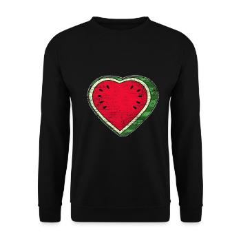 Watermelon heart - Unisex Sweatshirt - black - Front - Alina (178cm) & Michal (187cm)