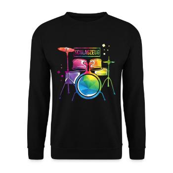Schlagzeug Musik Trommel - Unisex Pullover - Schwarz - Vorne - Alina (178cm) & Michal (187cm)