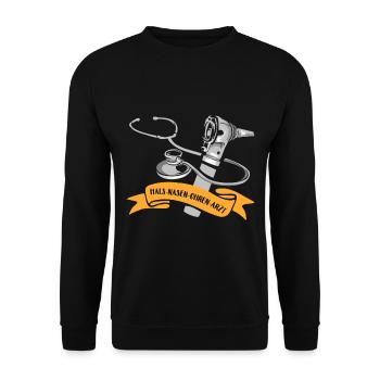 Halz-nasen-ohen-arzt - Unisex Pullover - Schwarz - Vorne - Alina (178cm) & Michal (187cm)