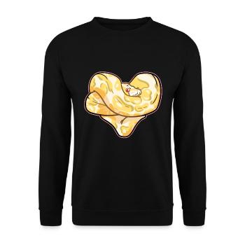 Python Herz - Unisex Pullover - Schwarz - Vorne - Alina (178cm) & Michal (187cm)