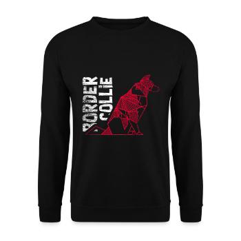 Border Collie geometrisch - Unisex Pullover - Schwarz - Vorne - Alina (178cm) & Michal (187cm)