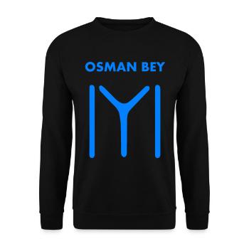 Osman Bey - Ertugrul - Weiße Kayi-Flagge - Unisex Pullover - Schwarz - Vorne - Alina (178cm) & Michal (187cm)