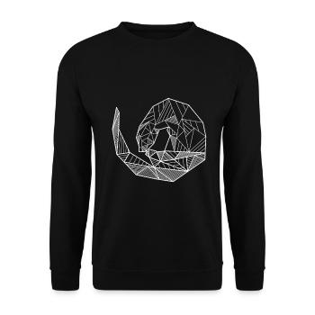 Geometrisches Otter - Unisex Pullover - Schwarz - Vorne - Alina (178cm) & Michal (187cm)