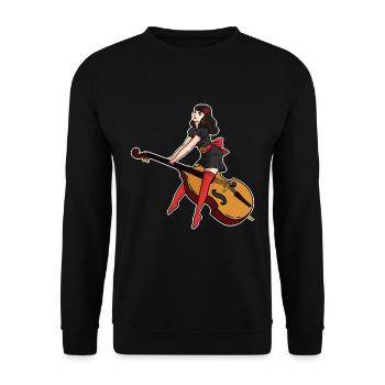 Double bass girl - Unisex Sweatshirt - black - Front - Alina (178cm) & Michal (187cm)