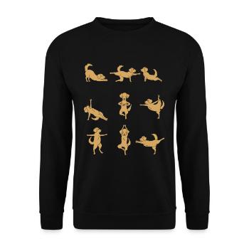 Yoga Golden Retriever Meditation Yogi Geschenk - Unisex Pullover - Schwarz - Vorne - Alina (178cm) & Michal (187cm)
