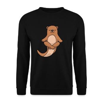 Yoga Otter Meditation Yogi Namaste Zen Gift - Unisex Sweatshirt - black - Front - Alina (178cm) & Michal (187cm)