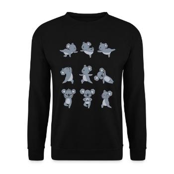 Yoga Koala Meditation Yogi Namaste Geschenk - Unisex Pullover - Schwarz - Vorne - Alina (178cm) & Michal (187cm)