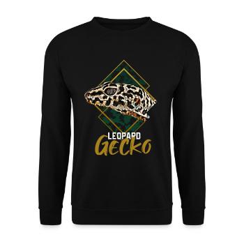 Leopard Gecko - Unisex Pullover - Schwarz - Vorne - Alina (178cm) & Michal (187cm)