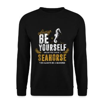 Seepferdchen Geschenk - Unisex Pullover - Schwarz - Vorne - Alina (178cm) & Michal (187cm)