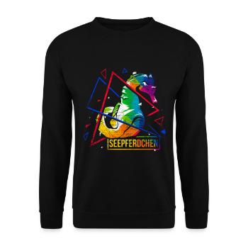 Seepferdchen Polygon Geschenk - Unisex Pullover - Schwarz - Vorne - Alina (178cm) & Michal (187cm)