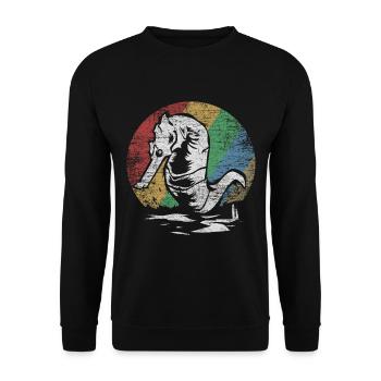 Seepferdchen Geschenk - Unisex Pullover - Schwarz - Vorne - Alina (178cm) & Michal (187cm)