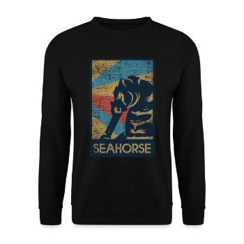 Seepferdchen Geschenk - Unisex Pullover - Schwarz - Vorne - Alina (178cm) & Michal (187cm)