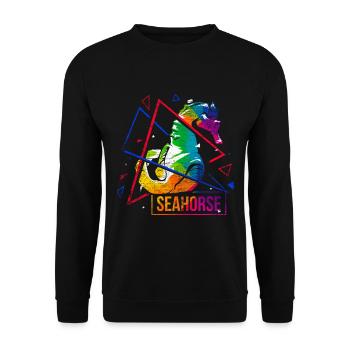 Seahorse polygon gift - Unisex Sweatshirt - black - Front - Alina (178cm) & Michal (187cm)