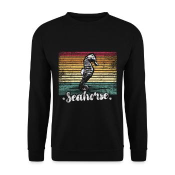 Seepferdchen - Unisex Pullover - Schwarz - Vorne - Alina (178cm) & Michal (187cm)