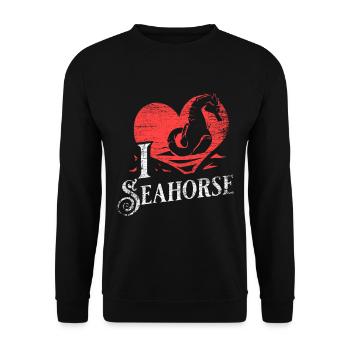 Seepferdchen Geschenk - Unisex Pullover - Schwarz - Vorne - Alina (178cm) & Michal (187cm)