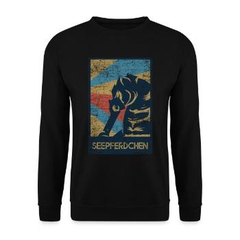 Seepferdchen Geschenk - Unisex Pullover - Schwarz - Vorne - Alina (178cm) & Michal (187cm)