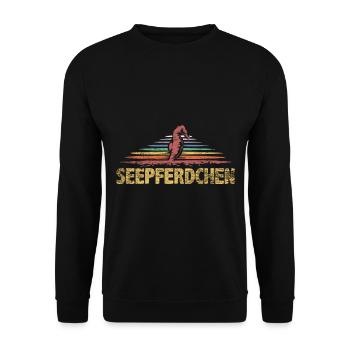 Seepferdchen Geschenk - Unisex Pullover - Schwarz - Vorne - Alina (178cm) & Michal (187cm)