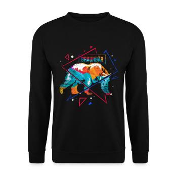 Bräunbären Polygon - Unisex Pullover - Schwarz - Vorne - Alina (178cm) & Michal (187cm)